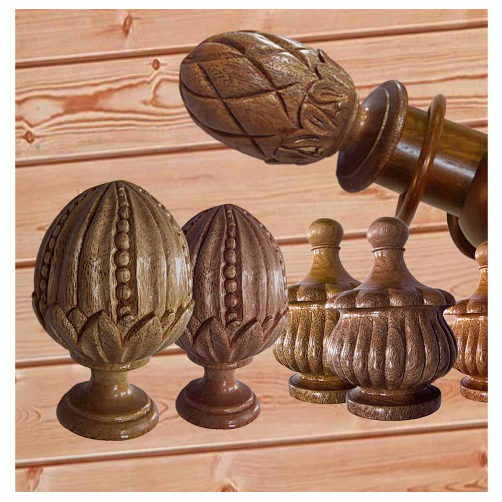 Handcrafted Carved Wooden Finials - Image 2