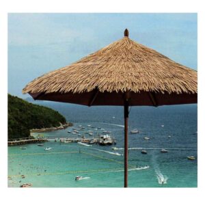 Palm leaf thatch Flat (round) shape with hole at top
